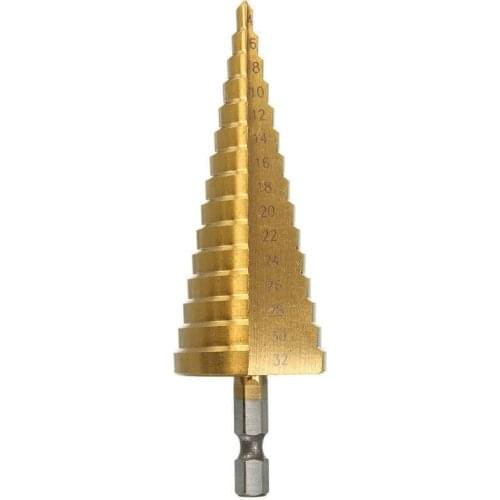 4-12 4-20 4-32mm HSS Titanium Coated Step Drill Bit Drilling Power Tools for Metal High Speed Steel Wood Metal Hole Cutter Cone