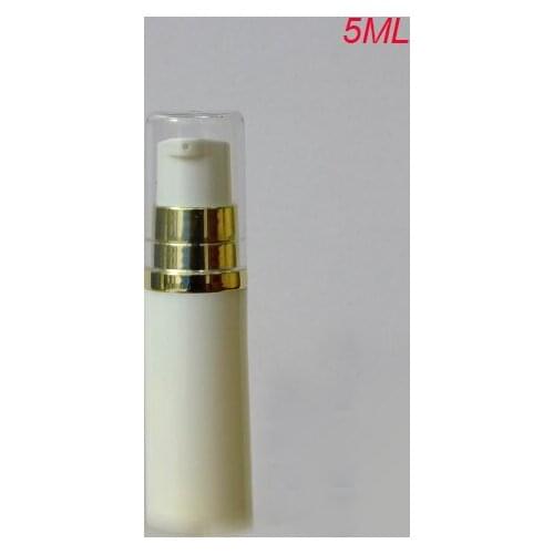 5ML white airless vacuum bottle with gold collar transparent lid for serum foundation lotion COSMETICpacking