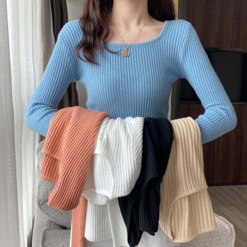 AOSSVIAO 2021 hot sale autumn winter new fashion sexy U-neck Slim top women Harajuku sweater women fall sweaters for women