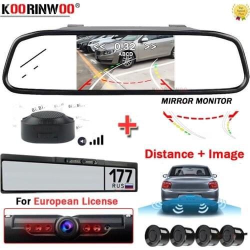 Koorinwoo Wireless rear car camera sensor Reversing radar for car Anti Radar License Plate Europea Rear view Camera Recoil radar