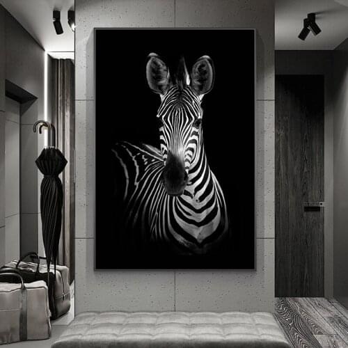 Black and White Rhino Lion Giraffe Horse Wall Art Canvas Modern Animal Canvas Art Painting Canvas Picture Poster Wall Decoration