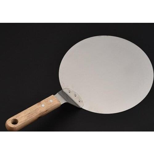 Wooden Handle Pizza Shovel Stainless Steel Round Cake Shovel Non-Stick Pizza Spatula Kitchen Baking Tools
