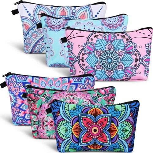 Mandala Travel Toiletry Organizer Waterproof Cosmetic Zipper Makeup Bag Pencil Pouch Cosmetic Bag Accessory Organizer Women