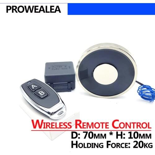 70/10 Wireless remote control Electromagnet DC 12V Cylinder Electric Magnets 20KG/200N Strong Electromagnetic Solenoid Sucker