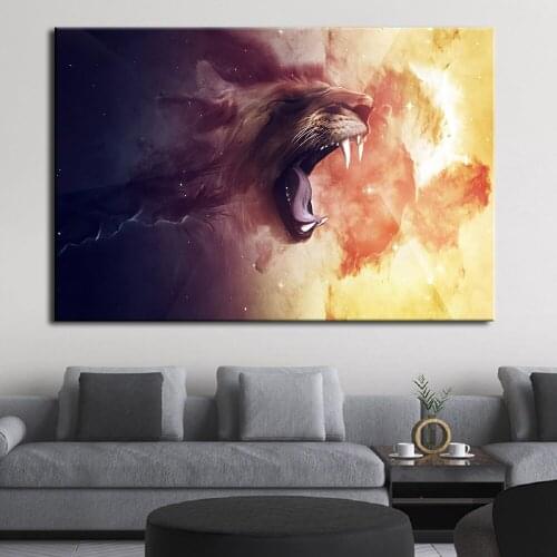 Africa Wild Animals Roaring Lion Graffiti Canvas Paintings Posters And Prints Wall Pictures Living Room Animal Home Decoration