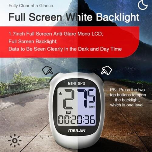 GPS Bike Computer, Bike Speedometer Odometer, Rechargeable Cycling Computer MTB Tracker LCD Backlight Display, IPX5 Waterproof