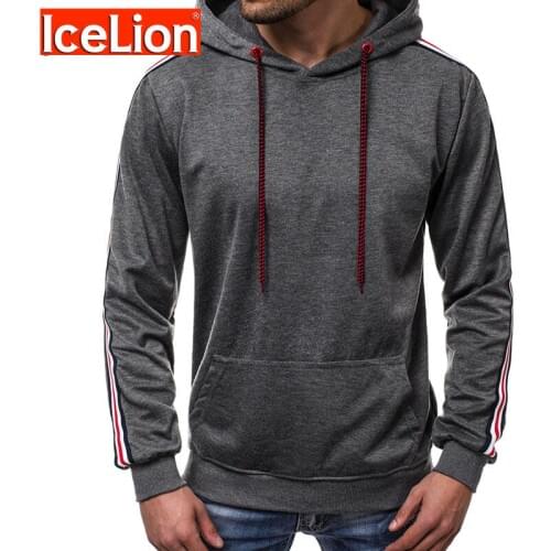 IceLion 2021 Autumn Stripe Hoodie Men Casual Fashion Hooded Sweatshirt Solid Pullover Mens Loose Sportswear Hip Hop Tracksuit