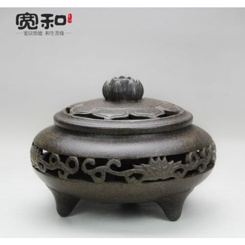 Incense burner zisha Yixing stoneware ceramic incense coil furnace hollow Lotus sandalwood incense fragrance furnace furnace