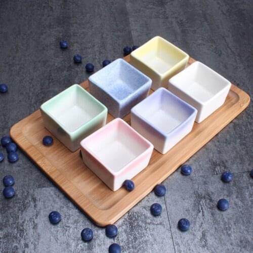 Ceramic Mini Square Dish Tableware Soy Sauce Vinegar Restaurant Household Dish Underglaze Crafts Kitchen Dinnware Plate