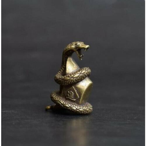 Chinas Archaize Brass Wealth Snake Small Statue