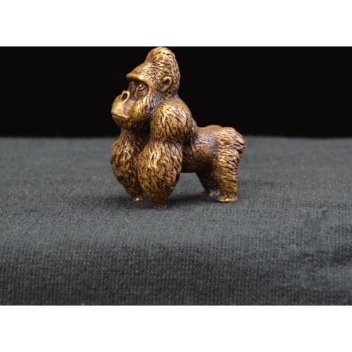 Chinese Classical Brass Ornament Gorilla Copper Ornament Paperweight Solid Pure Copper Retro Animal Statue Small Gift