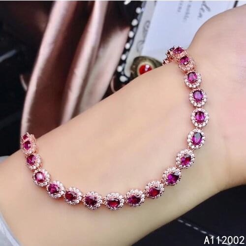 KJJEAXCMY fine jewelry natural garnet 925 sterling silver new women gemstone hand bracelet support test trendy hot selling