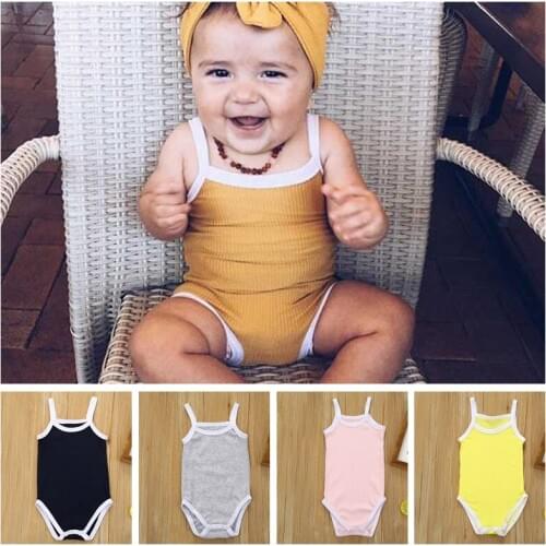Baby Clothing Summer Baby Kids Boy Girl Infant Romper Ribbed Jumpsuit Cotton Outfits Set Solid Clothes