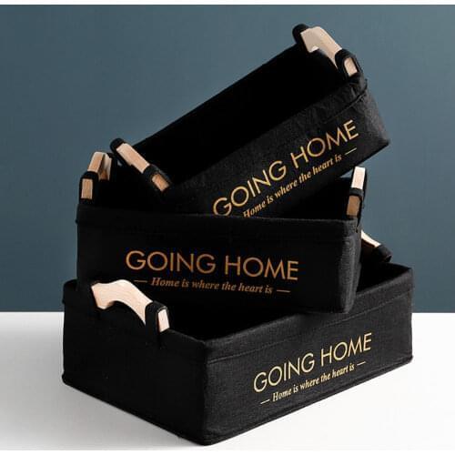 Storage Basket Bins with Wooden Handle Soft Felt Storage Box Bins Organizer Organize Office Bedroom Closet Toys Laundry Basket