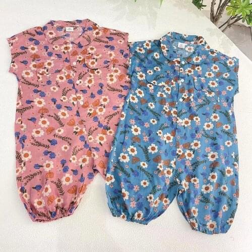 Summer Baby Girls Cotton Floral Jumpsuit