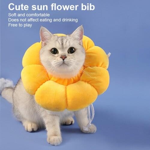 Cute Pet Cat Dog Collar Sunflower Shape Anti-bite Collar Multifunctional Adjustable Protective Soft Headgear Cat Accessories