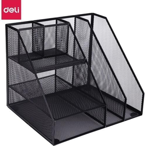 Deli Multi-function Metal Mesh Composite File Tray Frame Layered Storage Forganizador Escritorio File Basket Office Supplies
