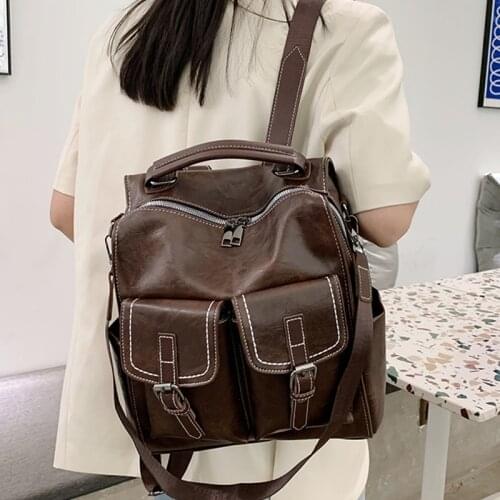 Fashion Women Leather Backpack Female Rucksack Designer Vintage Shoulder Bag Escola Large Capacity School Bag Backpacks Mochila