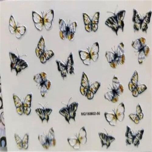 6d diy Cubic Engraved Nail Decals Flowers& butterflies Nail Stickers Nail Art Nail Decor