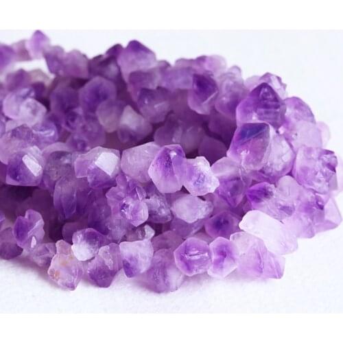 Natural Genuine Raw Mineral Purple Amethyst Quartz Crystal Hand Cut Nugget Free Form Rough Matte Faceted Beads 05326