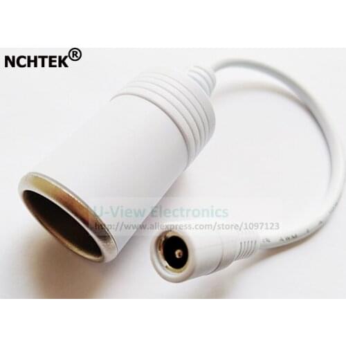 NCHTEK WHITE Color DC 5.5*2.1mm Female Plug To Cigarette Lighter Car Battery Charger Cable/Free Shipping/1PCS