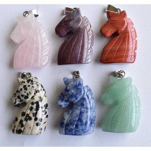 2020 new fashion natural tiger eye stone carved unicorn shape pendants for necklace jewelry making 6pcs/lot Wholesale Free