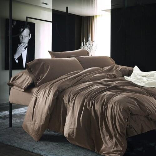 New Solid color Four-piece quilt cover Sheets Keep warm Lamb 2.0/2.2m Fabric Fitted Long-staple cotton noble Elegant Comfortable