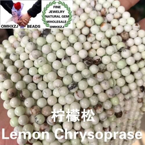 OMHXZJ Wholesale ZB115 456789mm DIY Bracelet Necklace Jewelry Making Accessories Natural Stone Fine Lemon Chrysoprase Round Bead