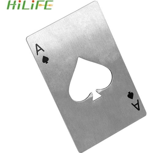 HILIFE Stainless Steel Bottle Opener Poker Playing Card Spades Bar Tools Soda Bottle Cap Credit Card Size Kitchen Accessories