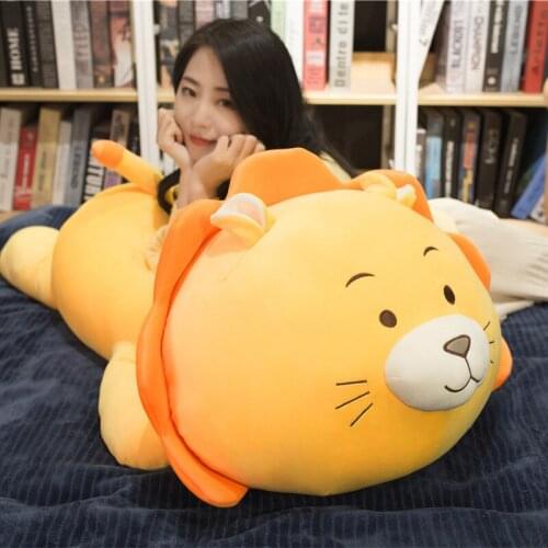 35-85cm Lovely Stuffed Lying Lion Plush Pillows Soft Kawaii Animal Plush Toys for Children Kids Baby Doll Home Decor Girls Gift