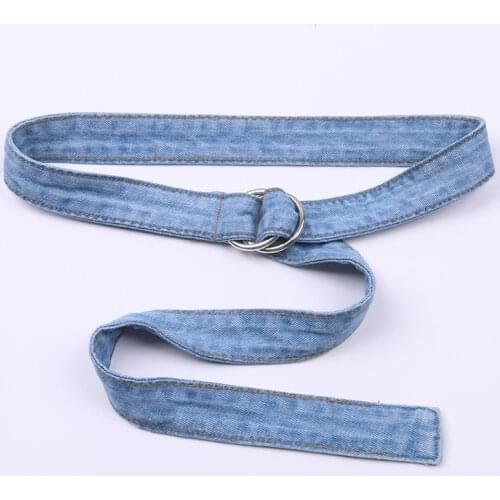 Female Belt Denim material Belt for Women Bow Design Jeans Girdles Loop Strap Belts Bownot Dress Coat Accessories