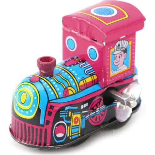 Retro Steam Train Reminiscence Children Vintage Tin Toy Clockwork Toys Gift Y4UD