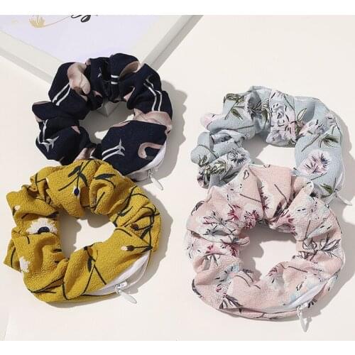 Zipper Hair Scrunchies Women Creative New Headwear Fashion Hair Ring Tie Hairband For Hair Rope Summer Rubber Band Pocket