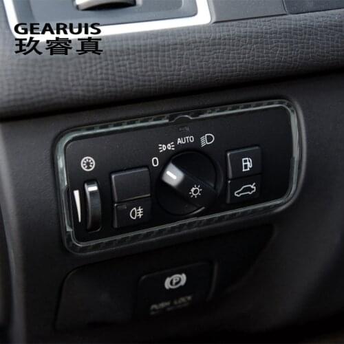 Car Styling Carbon fiber Headlight Control Switch Frame Decoration Cover Trim For Volvo XC60 2012-2017 Auto Interior Accessories