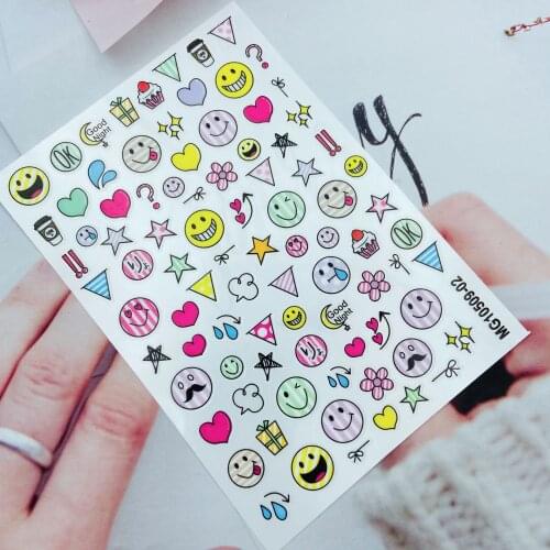 High Quality Fashion Hot Selling 9*12cm Japanese Style Nail Stickers Thin Traceless Dry Nail Decals Colored Smiles Manicure Girl