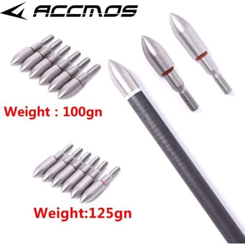 12/24/36pcs Stainless Steel Arrow Head 100/125 Grain Arrow Tips Archery Point For Recurve Compound Bow Shooting Arrow Accessory