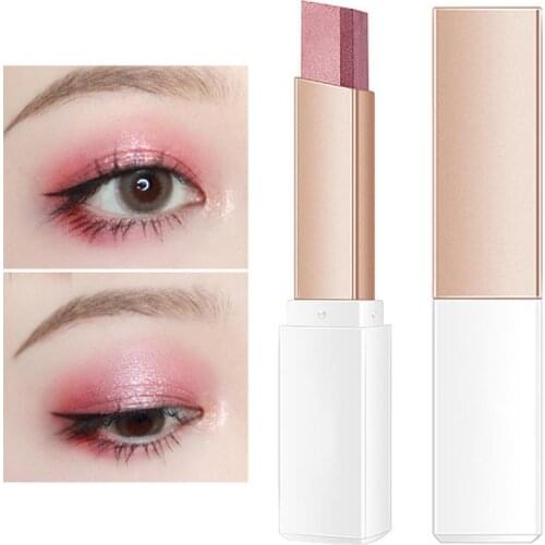 2.5g Double Colors Eyeshadow Stick Waterproof Long Wear Fadeless Cosmetic Glitter Gradient Eyeshadow Makeup Stick for Girl