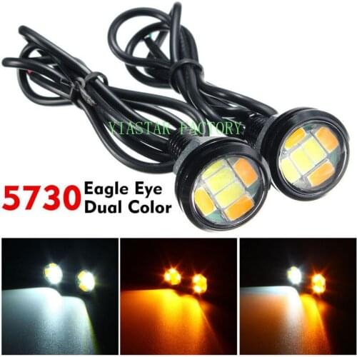 Yiastar 10pcs 12V DC 23MM 5730 6 LED Eagle Eye Daytime Running Dual Color DRL Light Switchback Turn Signal Lamp