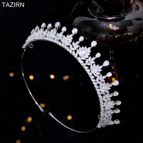 Small Crowns White CZ Hair Accessories Wedding Bridal Tiaras Women Jewelry Cubic Zirconia Princess Headpieces Pageant