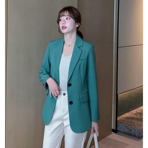 Womens Blazer 2021 Yellow Long Sleeve Blazers Pockets Jackets Coat Slim Office Lady Jacket Female Tops Suit Blazer Femme X1665R