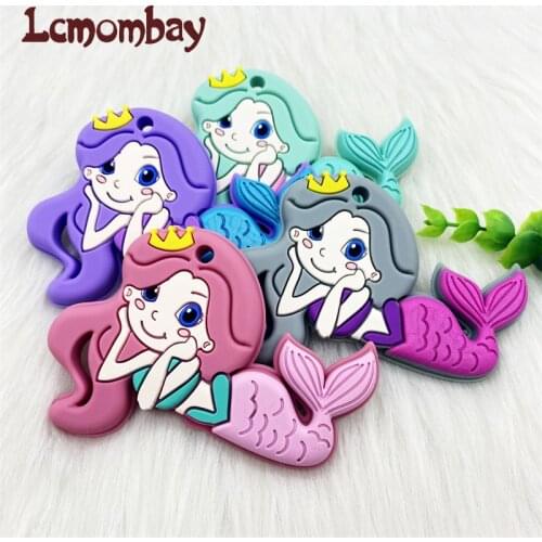 1pcs Mermaid Baby Silicone Teether Rodent BPA Food Free Silicone Teeth Nursing Pacifier Clip Silicone Bead