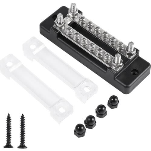 12 Terminal Bus Bar Connector Anti-rust Durable Power Distribution Transparent Block For Car Boat Caravan Busbar 130A AC/ 150A D