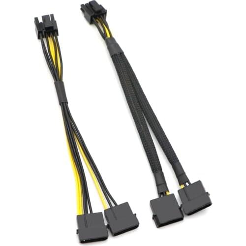 20cm Dual IDE Molex 4Pin to PCI-E/ GPU 8Pin (6+2Pin) Power Adapter Cable