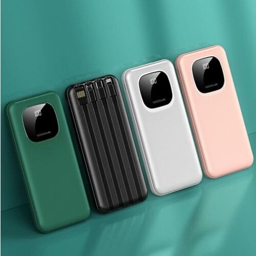 20000mAh Power Bank Built in Cable Portable Charger External Battery Pack Power Bank for iPhone 12 Pro Xiaomi Samsung Powerbank