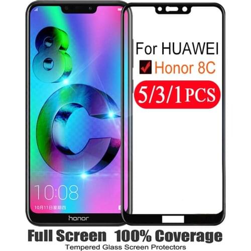 5/3/1Pcs tempered glass for huawei honor 8X max 8A pro 8 lite 8s 8c full cover protective film phone screen protector on glass