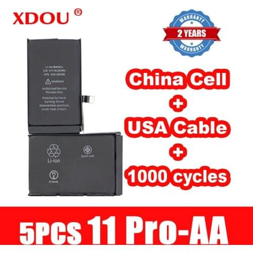 5pcs XDOU Battery for iPhone 11 Pro 11Pro 3190mAh repair replaced 100% Cobalt China Cell USA Cable 1000 cycles for apple AA