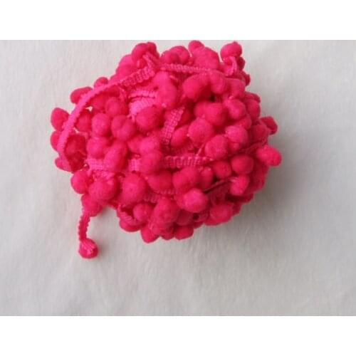 5Yards/Lot cute New Arrival Fuchsia color PomPom fringe trim draper ball Accessories sew 0.8" ball