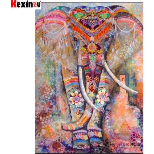Kexinzu 5D DIY Diamond Painting Full Square/Round Drill "Color elephant" Embroidery Cross Stitch gift Home Decor Gift D0145