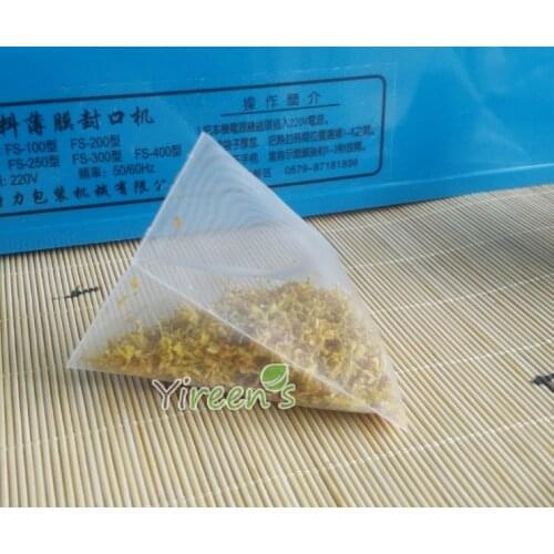 Free shipping! 1000pcs / lot 65 X 80mm Nylon Tea Bag, Heat Sealable Pyramid Tea Filters, transparent Filter bag without strings