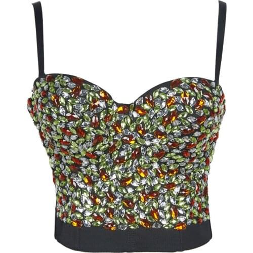 Diamond Bra For Adult Shiny Pole Dance Wear Gogo Dancer Outfit Carnival Bikini Performance Costume Sexy DJ DS Clothing DL7247